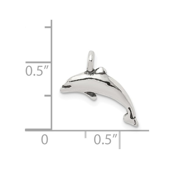925 Sterling Silver Antiqued Small Mini Dolphin Nautical Necklace Charm Pendant - Picture 3 of 4